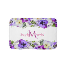Lila florale, weißes Monogramm elegant