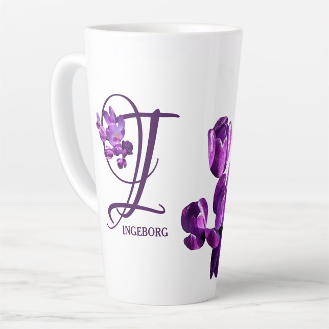 Lila floraler Boho Spaß bei der individuellen Inge Milchtasse (Linke Ecke)