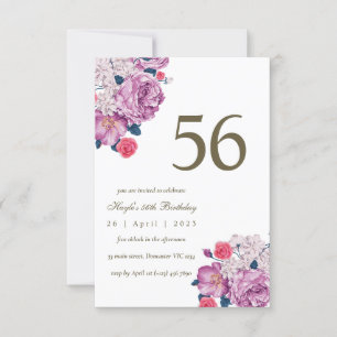 Lila floraler Botanischer einfacher Chic 56. Gebur Einladung