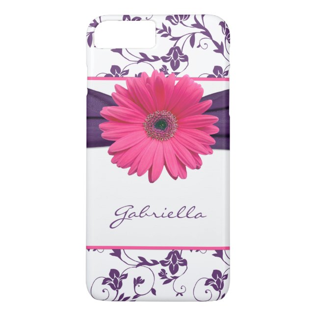 Lila floraler Damast Pink Gerber Daisy iPhone 6 ca Case-Mate iPhone Hülle (Rückseite)