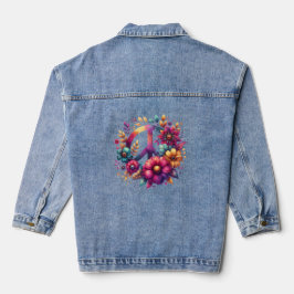 Lila floraler Friedensvertrag Jeansjacke
