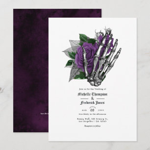 Lila floraler Gothic Wedding QR Code Einladung