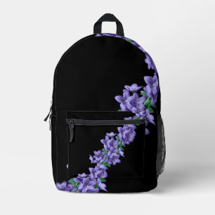 Lila floraler Schwarzer Rucksack