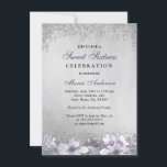 Lila floraler Silberschimmer Sweet 16 Einladen Einladung<br><div class="desc">Lila floraler Silberschimmer Sweet 16 Einladend Siehe Matching Kollektion in Nest und Nest Store Design mit freundlicher Genehmigung von: https://www.etsy.com/shop/SmallHouseBigPony</div>