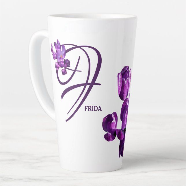 Lila floraler, trendiger Boho mit individuellem Fr Milchtasse (Linke Ecke)