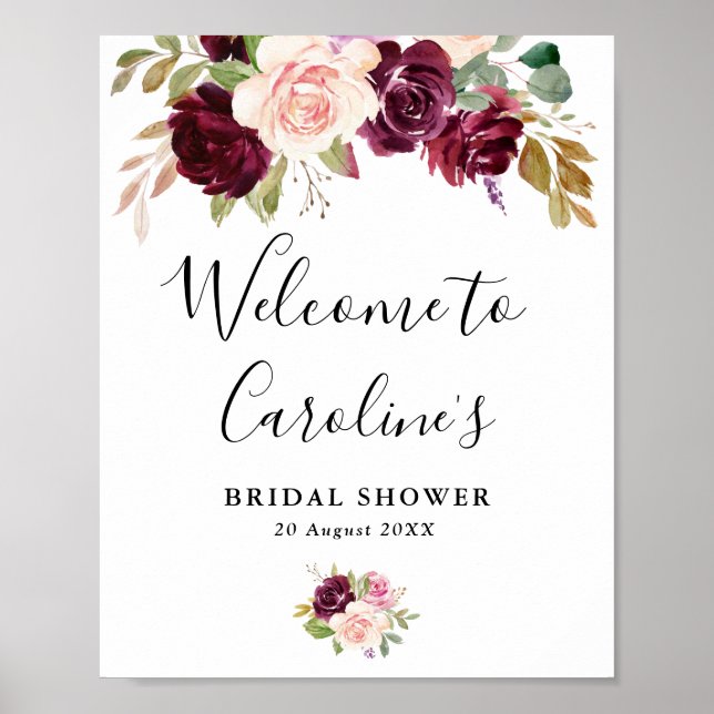 lila florales Brautparty Begrüßungszeichen Poster (Vorne)