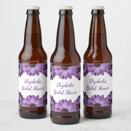 Lila florales Brautparty Bierflaschenetikett