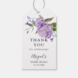 Lila florales Brautparty Geschenkanhänger