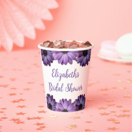 Lila florales Brautparty Pappbecher
