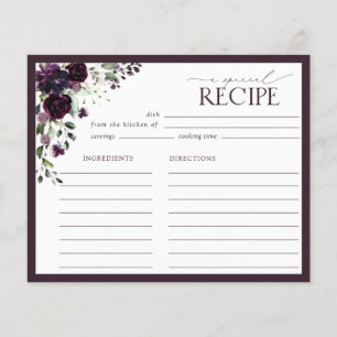 Lila florales Brautparty Rezept Karte