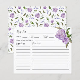 Lila florales Brautparty Rezeptkarte