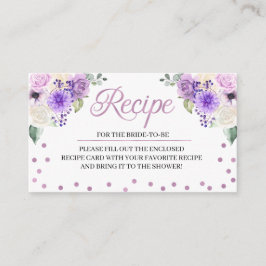 Lila florales Brautparty Rezeptkarte Begleitkarte