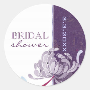 Lila florales Brautparty Runder Aufkleber
