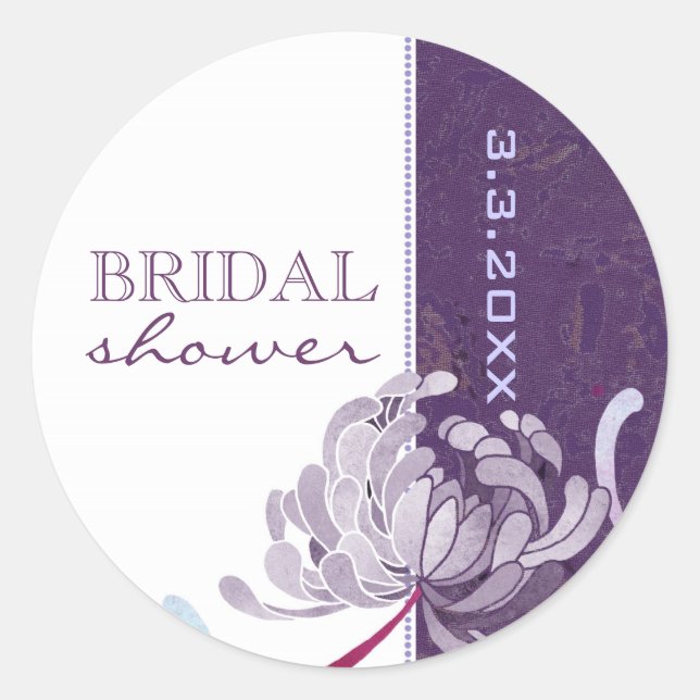 Lila florales Brautparty Runder Aufkleber (Vorderseite)
