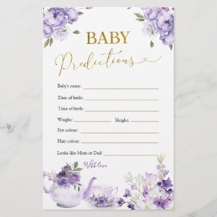 Lila florales Brautparty Tea Baby Vorhersagen