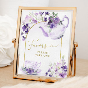 Lila florales Brautparty Tea Favoriten Unterschrif Poster