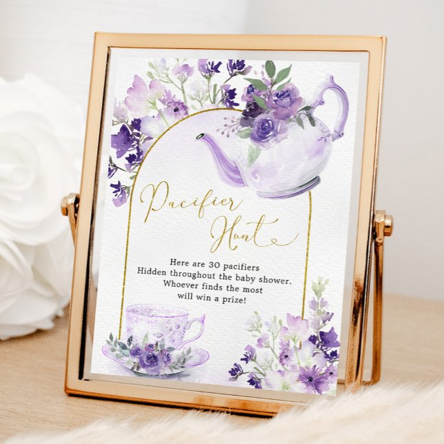 Lila florales Brautparty Teezeremonie auf dem Schn Poster (Von Creator hochgeladen)