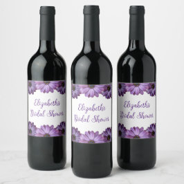 Lila florales Brautparty Weinetikett