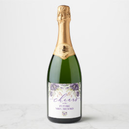 Lila florales Champagnerlabel