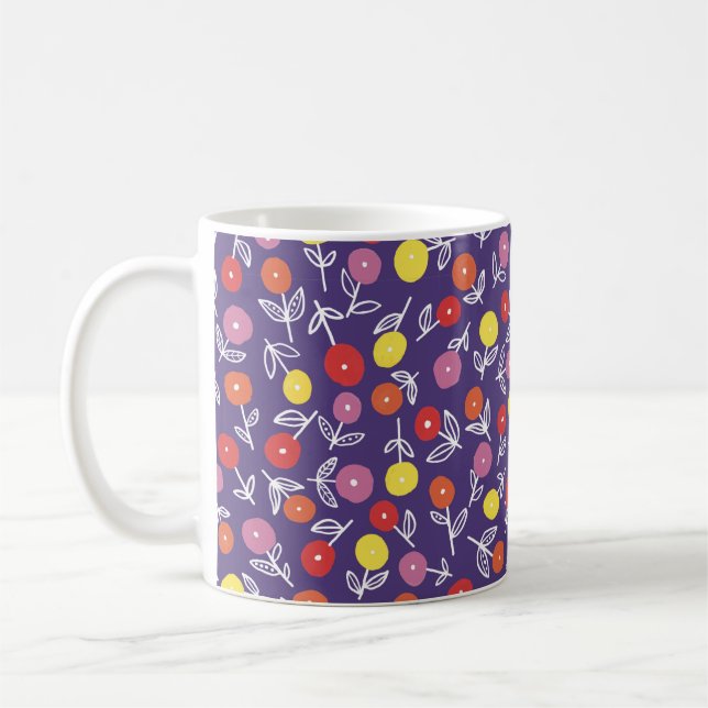 Lila florales Ditsy-Muster Kaffeetasse (Links)