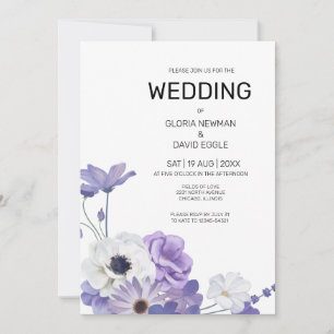 Lila florales Elegantes Hochzeitsempfang Einladung