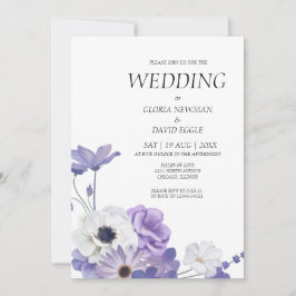 Lila florales Elegantes Hochzeitsempfang Einladung