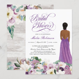  Lila florales Elegantes Hochzeitssorgen Brautpart Einladung