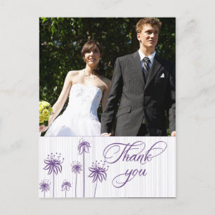 Lila florales Foto Hochzeit danke Karte