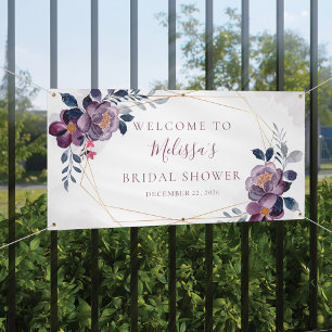 Lila florales geometrisches Brautdusche Banner
