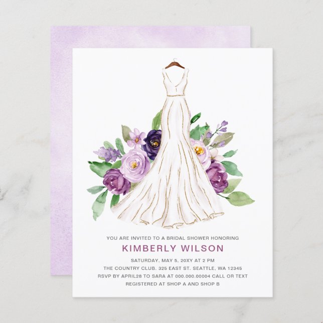 Lila florales Hochzeitskleid Brautparty (Vorne/Hinten)