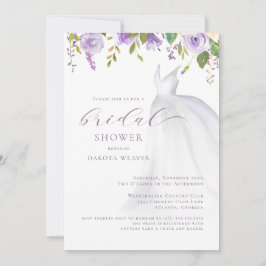 Lila florales Hochzeitskleid Brautparty Einladung