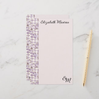 Lila Florales Karo  Briefpapier
