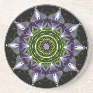 Lila florales Mandala-Kaleidoskop-Kunst Getränkeuntersetzer