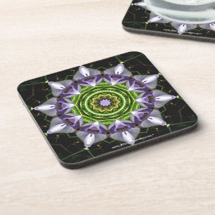 Lila florales Mandala-Kaleidoskop-Kunst Untersetzer
