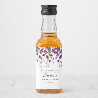 Lila florales Mini-Flaschenetikett Alkoholflaschenetikett