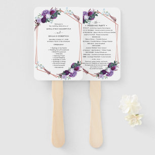 Lila florales modernes botanisches Hochzeitsprogra Fächer