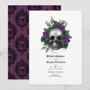Lila florales Skull Gothic Brautparty Einladung