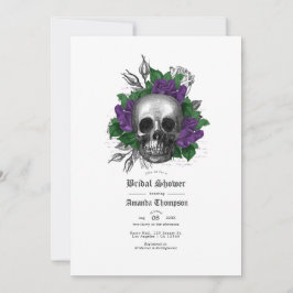 Lila florales Skull Gothic Brautparty Einladung