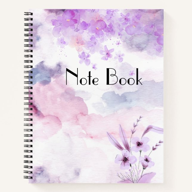 Lila florales SpiralNotebook Notizbuch (Vorderseite)
