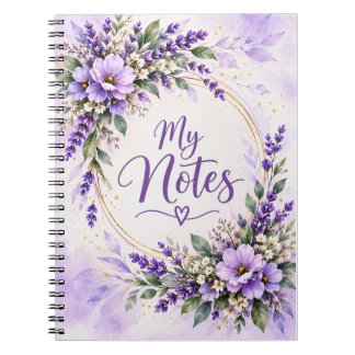 Lila Florales Spiralnotizbuch Meine Notizen Notizblock