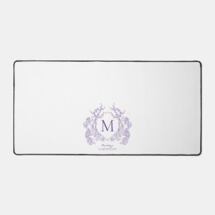 Lila florales Wappen Monogramm Schreibtischunterlage