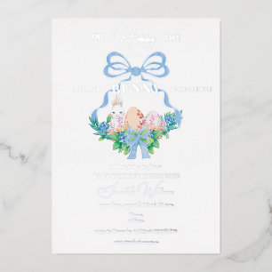Lila florales Wappen Osterfest Kinderdusche Folieneinladung