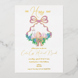 Lila florales Wappen Osterkorb Ei Hunt Brunch Folieneinladung