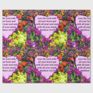 LILA FLORALMATTHEW 22:37 FOTO-DESIGN GESCHENKPAPIER