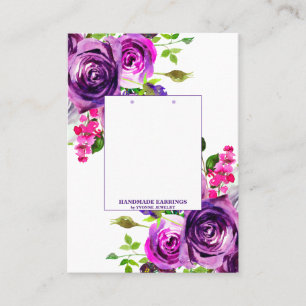 Lila floralromanische Ohrringe zeigen Geschäft Visitenkarte