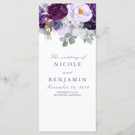 Lila floralromantische Hochzeitsprogramme Programm