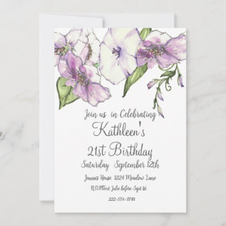 Lila Florals 21. Geburtstag Einladung