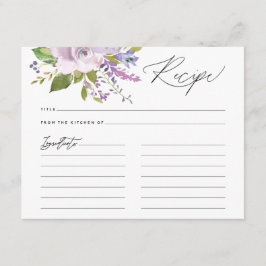 Lila Florals Calligraphy Script Rezeptkarte Begleitkarte
