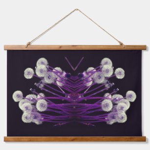 Lila Fluffy Dandelion Blume Abstrakt Wandteppich Mit Holzrahmen