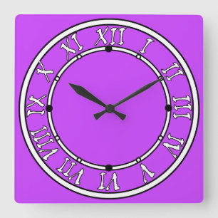 lila fluoreszierender leuchtender Neon Quadratische Wanduhr